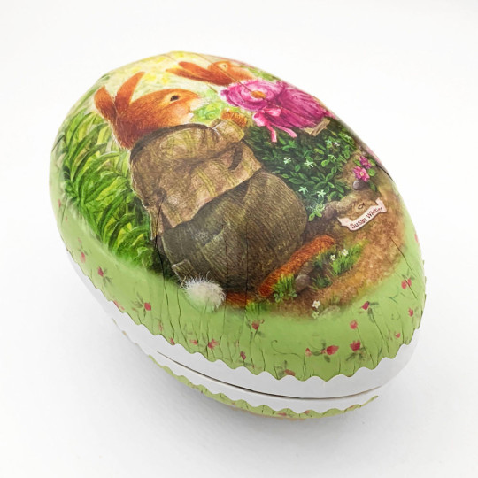 6" Green Holly Pond Hill Bunny Garden Swing Easter Egg Container ~ Germany